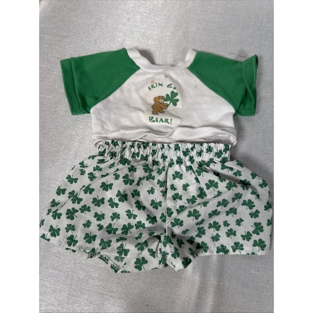 Vintage Build a Bear St Patricks Day Outfit and Shamrock Shirt‎ Shorts Set